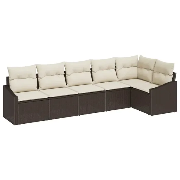 Zestaw Modułowych Sof Ogrodowych, Beżowy, Rattan Naturalny, 6 Elementów