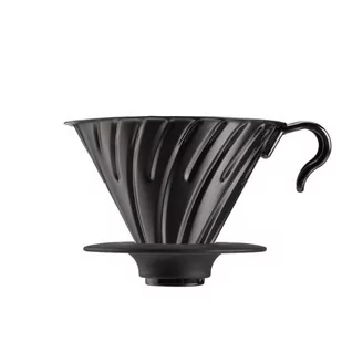 Hario metalowy Drip V60-02 czarny z silikonową podstawką - Zaparzacze i kawiarki Hario metalowy Drip V60-02 czarny z silikonową podstawką - Zaparzacze i kawiarki - miniaturka - grafika 1