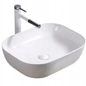 Umywalki - Biała umywalka ceramiczna nablatowa 41x31cm - miniaturka - grafika 1