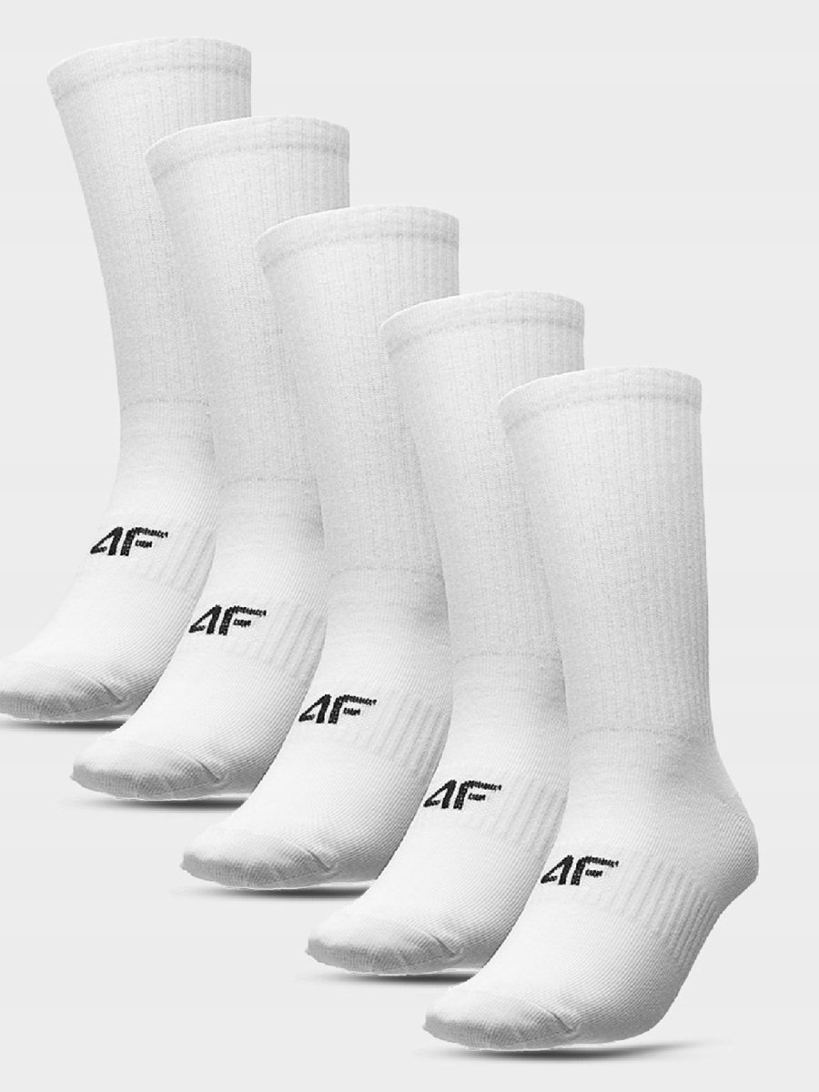 SKARPETKI SKARPETY MĘSKIE 4F DŁUGIE ZESTAW 5PAR 39/42 BIAŁE USOCM285 AW24