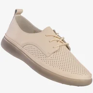 Półbuty damskie - Półbuty Damskie Skórzane Buty Ażurowe Lekkie Beżowe Filippo Beżowy 38 - miniaturka - grafika 1