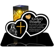 Lampiony i znicze - ZNICZ SOLARNY LED WIECZNY PODSTAWKA NA CMENTARZ GRÓB lampka Serce 3D DLA DZIADKA - miniaturka - grafika 1