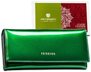 PETERSON Duży portfel damski z lakierowanej skóry naturalnej klasyczny elegancki na prezent antykradzieżowy ochrona RFID - Portfele - miniaturka - grafika 1