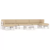 Meble ogrodowe - vidaXL Lumarko 6-częściowy zestaw wypoczynkowy z palet, z poduszkami, biały  3066928 - miniaturka - grafika 1