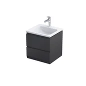 Szafki łazienkowe - Oristo Brylant szafka z umywalką wisząca 49x50x45 czarny mat OR36-SD2S-50-8-V3/UME-TW-50-91 | - miniaturka - grafika 1