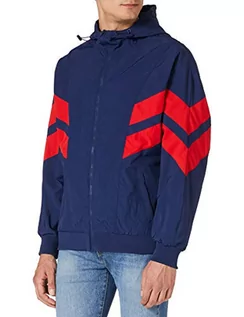 Kurtki męskie - Urban Classics Męska kurtka Crinkle Panel Track, kurtka treningowa dla mężczyzn dostępna w 3 kolorach, rozmiary S - 5XL, Dark Blue/City Red, S - grafika 1