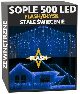 Sople 500 LED Lampki Zewnętrzne IP44 Stałe+Flash Niebieskie - Oświetlenie świąteczne - miniaturka - grafika 1