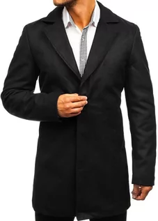 Płaszcze męskie - Klasyczny jednorzędowy płaszcz męski zimowy czarny Denley 5438 - grafika 1