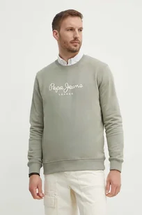 Pepe Jeans bluza bawełniana SAUL CREW męska kolor zielony z nadrukiem PM582702 - Bluzy męskie - miniaturka - grafika 1