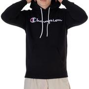 Bluzy sportowe męskie - Bluza Champion Embroidered Script Logo Hoodie 219203-KK001 - czarna - miniaturka - grafika 1