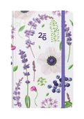 Kalendarze - Dik Kalendarz 2026 kieszonkowy tygodniowy fioletowe Kwiaty - kalendarz - miniaturka - grafika 1