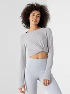 Koszulki sportowe damskie - Longsleeve do jogi z materiałów z recyklingu damski 4F TSDLF400 - szary - miniaturka - grafika 1