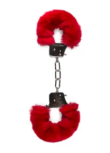 Akcesoria BDSM - Furry Handcuffs - Red - grafika 1
