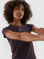 Koszulki sportowe damskie - Damska koszulka do biegania 4F 4FWAW24TFTSF0953 - fioletowa - miniaturka - grafika 1