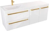 Szafki łazienkowe - Szafka z Umywalką ATHOS 120 cm 2SZ D L - Uchwyt Złoty - miniaturka - grafika 1