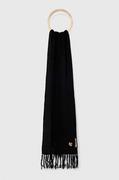 Apaszki i szaliki damskie - Moschino szalik wełniany kolor czarny gładki - miniaturka - grafika 1