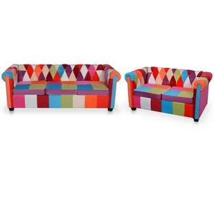 vidaXL Zestaw 2 sof Chesterfield obicie materiałowe 278215 - Komplety wypoczynkowe - miniaturka - grafika 1