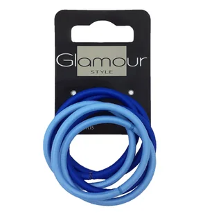 Glamour Gumki do włosów bez metalu Niebieskie 6szt - Ozdoby do włosów - miniaturka - grafika 1