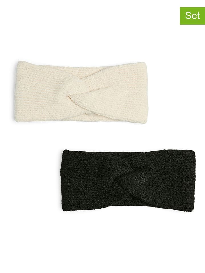 Pieces Opaski (2 szt.) w kolorze kremowym i czarnym na czoło