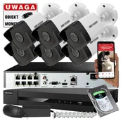 Zestawy do monitoringu - ZESTAW 6 KAMER HIKVISION IPCAM-B4 4MPx NVR PoE Dysk HDD 1TB - miniaturka - grafika 1