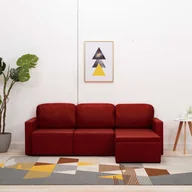 Sofy i kanapy - Vida 3-osobowa rozkładana sofa modułowa czerwona sztuczna skóra V-288797 - miniaturka - grafika 1