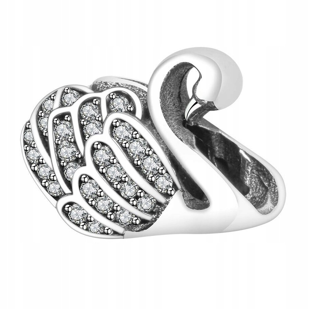 Charms Srebrny Łabędź Zwierzę Flaming z Cyrkoniami Łabędziem SREBRO 925