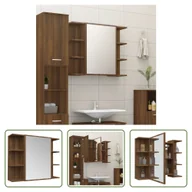 Szafki łazienkowe - The Living Store Szafka łazienkowa z lustrem Brązowy dąb 80x20,5x64cm Materiał drewnopochodny - miniaturka - grafika 1