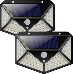 Kinkiet LED 2 lampy solarne 100 LED z czujnikiem ruchu i zmierzchu - Lampy ogrodowe - miniaturka - grafika 1