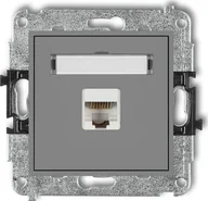 Gniazdka elektryczne - Karlik Karlik MINI Gniazdo komputerowe pojedyncze 1xRJ45 kat. 5e 8-stykowy szary mat 27MGK-1 - miniaturka - grafika 1