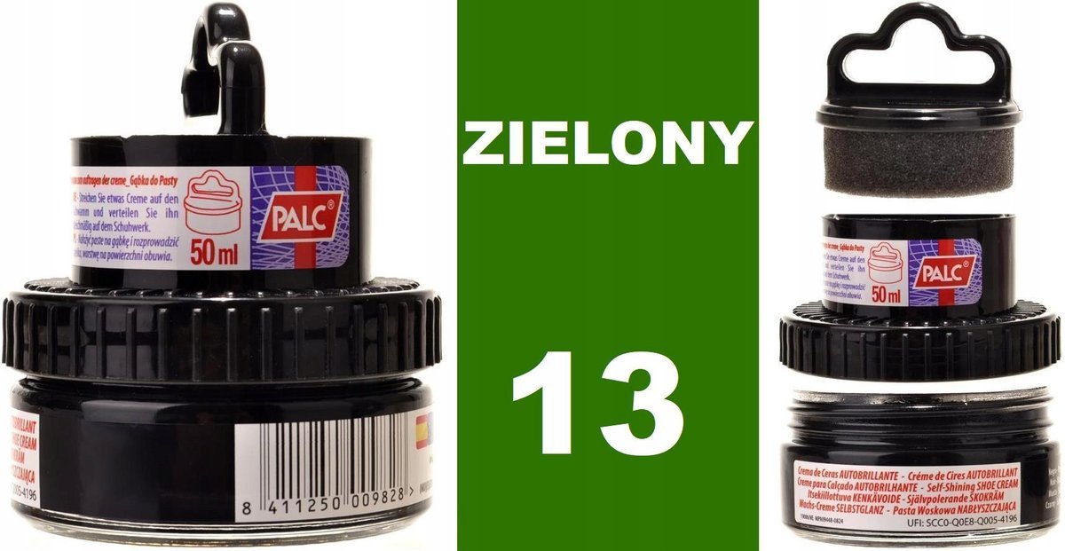 13 ZIELONA Pasta do butów ze skóry NABŁYSZCZAJĄCA Wosk PALC Krem APLIKATOR