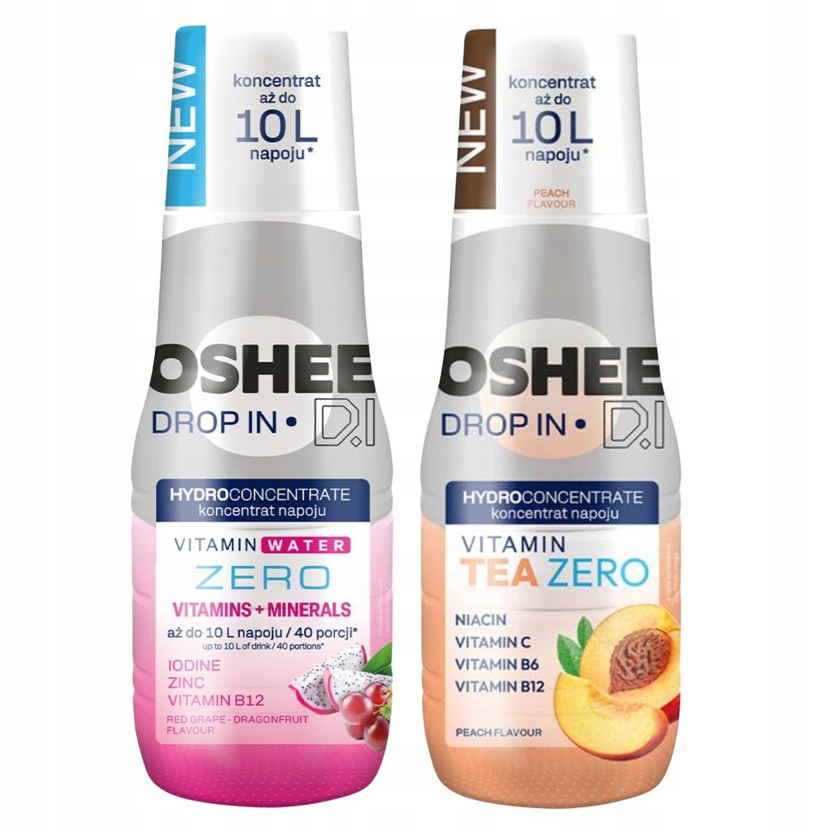 Koncentraty do Saturatora OSHEE Dragonfruit Winogrono + Tea Peach Zero
