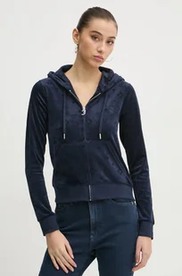 Juicy Couture bluza welurowa kolor granatowy z kapturem wzorzysta JCWAS125302 - Bluzy damskie - miniaturka - grafika 1