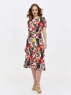 Sukienki - Sukienka midi w kolorowe kwiaty - Top Secret - miniaturka - grafika 1