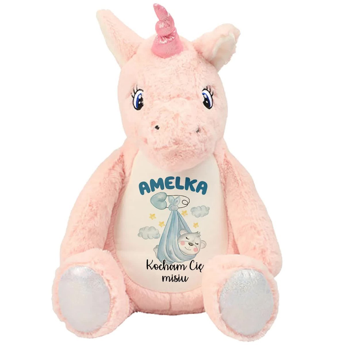Miś Przytulanka Jednorożec Kocham Cię IMIĘ Wzory