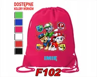 Torby szkolne - WOREK SZKOLNY NA WF SPORTOWY MAŁY ANIOŁ KOTEK PUSZ PIESKI KUBUŚ-IMIĘ - miniaturka - grafika 1