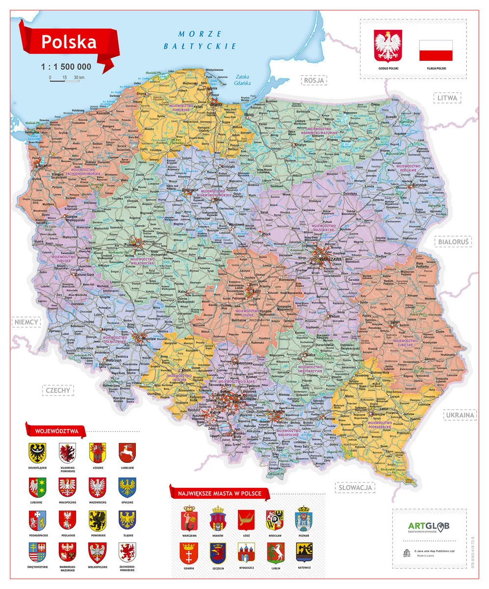 ArtGlob, Polska - mapa zdrapka na podkładzie 1:1 500 000