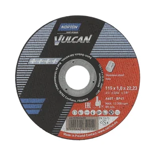 Tarcza do cięcia T41 115 x 1.0 x 22.23 INOX NORTON VULCAN - Akcesoria do elektronarzędzi - miniaturka - grafika 1