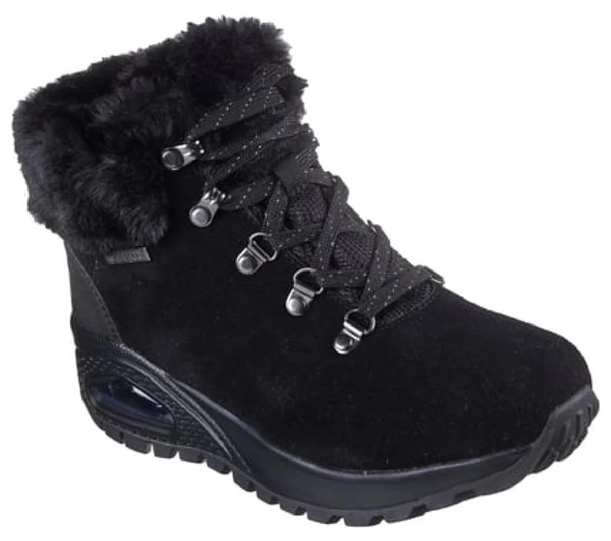 Skechers Damskie buty BbkFashion 167996, Czarne zamszowe sztuczne futro Duraleather, 37 EU