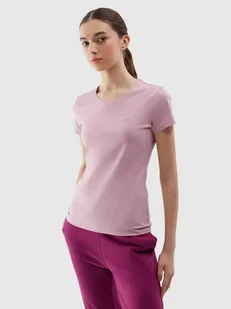 T-shirt elastyczny slim gładki damski 4F - Koszulki i topy damskie - miniaturka - grafika 1