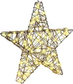 Ozdoby bożonarodzeniowe - vidaXL 3D Gwiazda z 50 diodami LED Ciepła biel 55 x 52.5 x 9 cm rattan - miniaturka - grafika 1