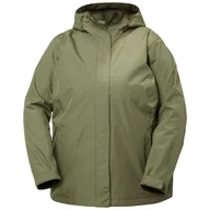 Kurtki i kamizelki sportowe damskie - Helly Hansen Seven J Plus, kurtka przeciwdeszczowa, damska, plus size, zielona - miniaturka - grafika 1
