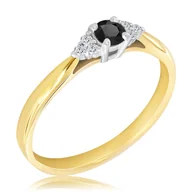 Pierścionki - Pierścionek zaręczynowy dwukolorowy z czarnym brylantem 0.23 ct - WK-11 - miniaturka - grafika 1