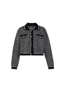 Swetry damskie - faina Damski kardigan w kontrastowym kolorze z kołnierzem z odwróconym akrylem czarno-biały, rozmiar M/L, czarny biały, M - miniaturka - grafika 1