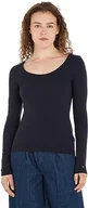 Bluzki damskie - Tommy Hilfiger Damska bluzka z dzianiny Slim Modern Co/Ea Scoop Ls L/S, Pustynne niebo, M - miniaturka - grafika 1