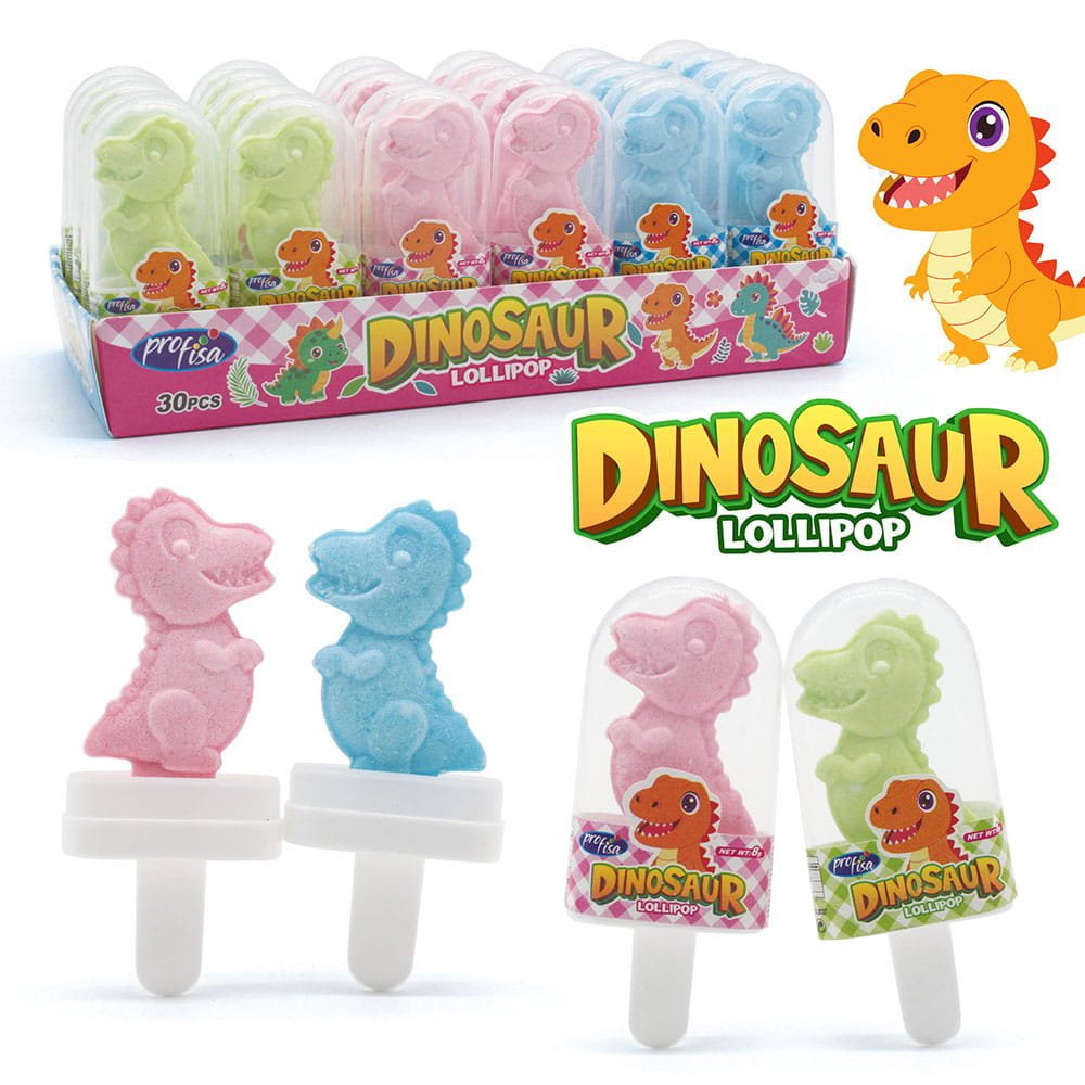 LIZAKI PUDROWE DINOSAUR LOLLIPOP (8G) 30SZT