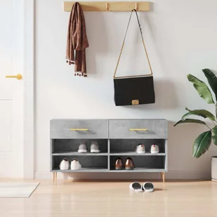 vidaXL Ławka na buty betonowa szara 102x35x55 cm materiał drewnopochodny - Ławka na buty - Ławka na buty - Ławka z miejscem do przechowywania - Stojak na buty - Szafki na buty - miniaturka - grafika 1