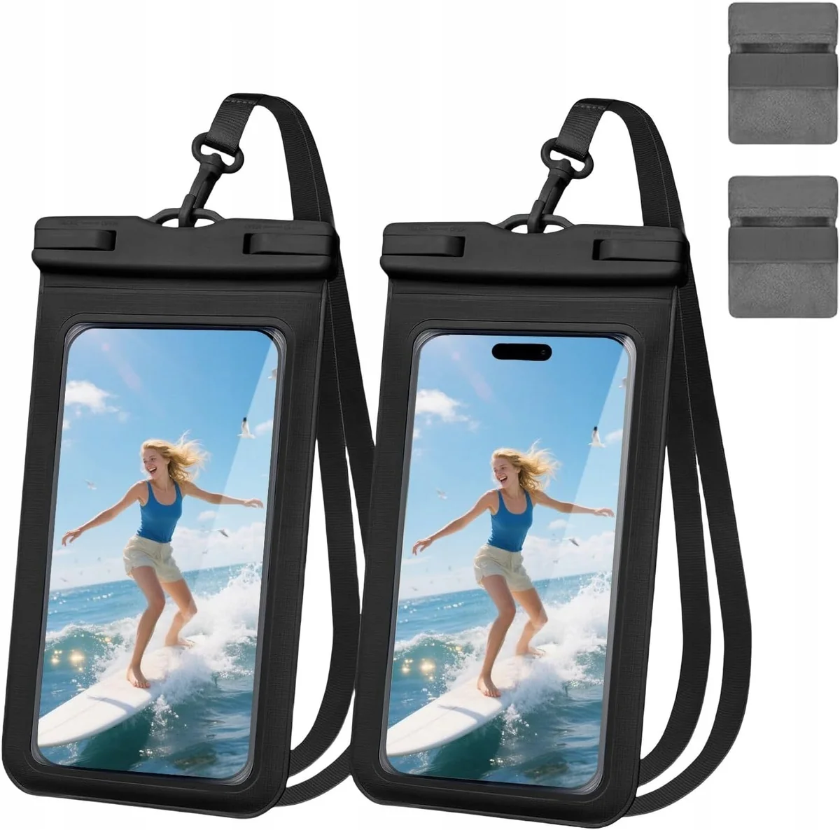 ETUI TELEFON WODOODPORNE 2 SZTUKI PŁYWANIE PLAŻA SMYCZ PRZEŹROCZYSTE