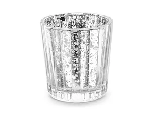 Party Deco Świeczniki szklane - srebrne - 6 cm - 4 szt. SS2-018M - Dekoracje i nakrycia stołu na imprezę - miniaturka - grafika 1