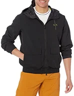 Kurtki męskie - Armani Exchange Męska kurtka z logo z tyłu, przednie kieszenie, Czarny, XS - miniaturka - grafika 1