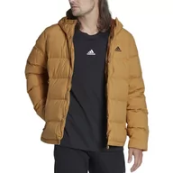 Kurtki i kamizelki sportowe męskie - Kurtka adidas Helionic Hooded Down HG8748 - brązowa - Adidas - miniaturka - grafika 1